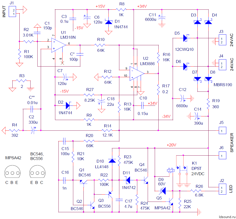 Lm3886 усилитель схема